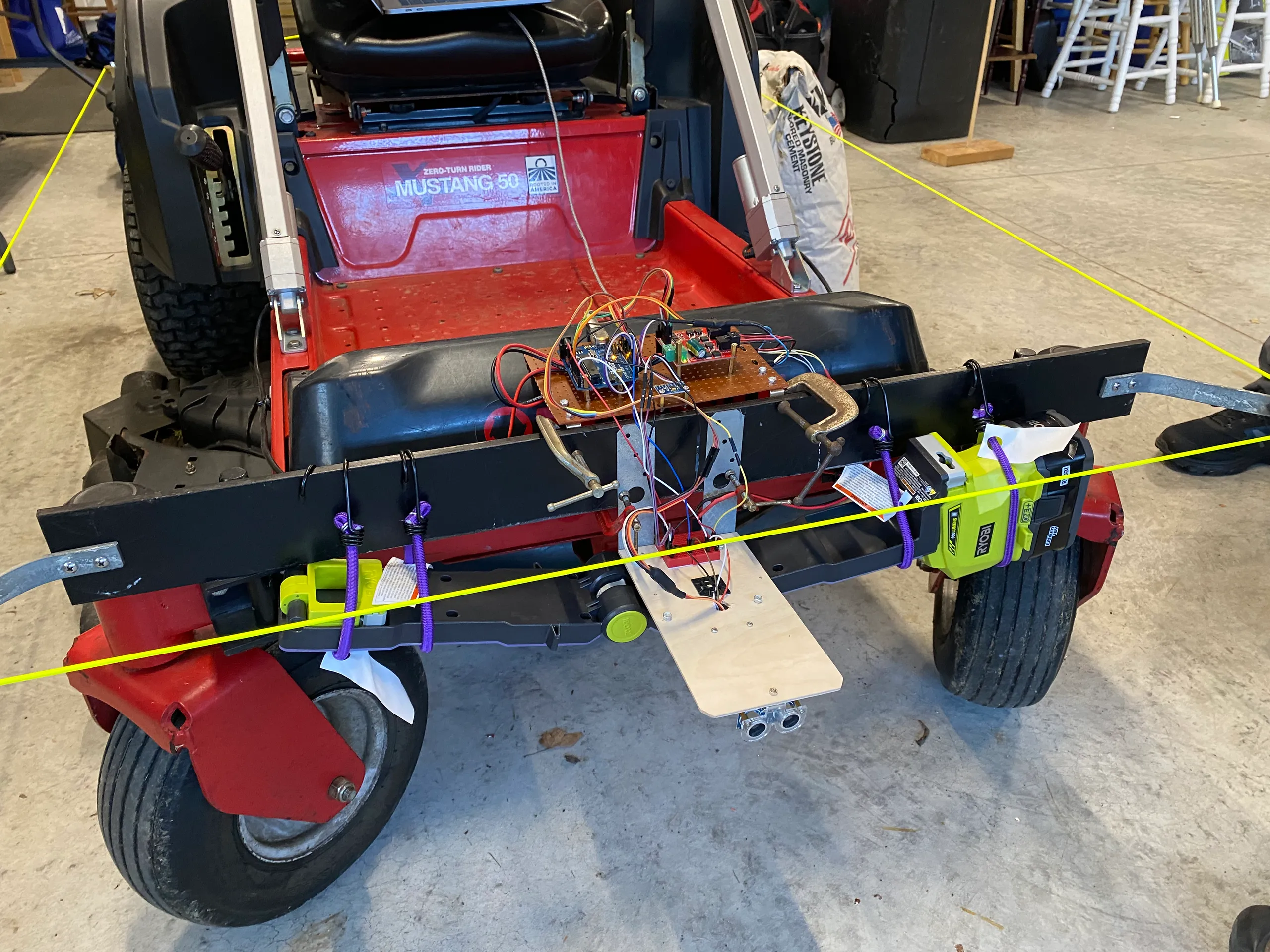 Close-up of the sensors and controllers