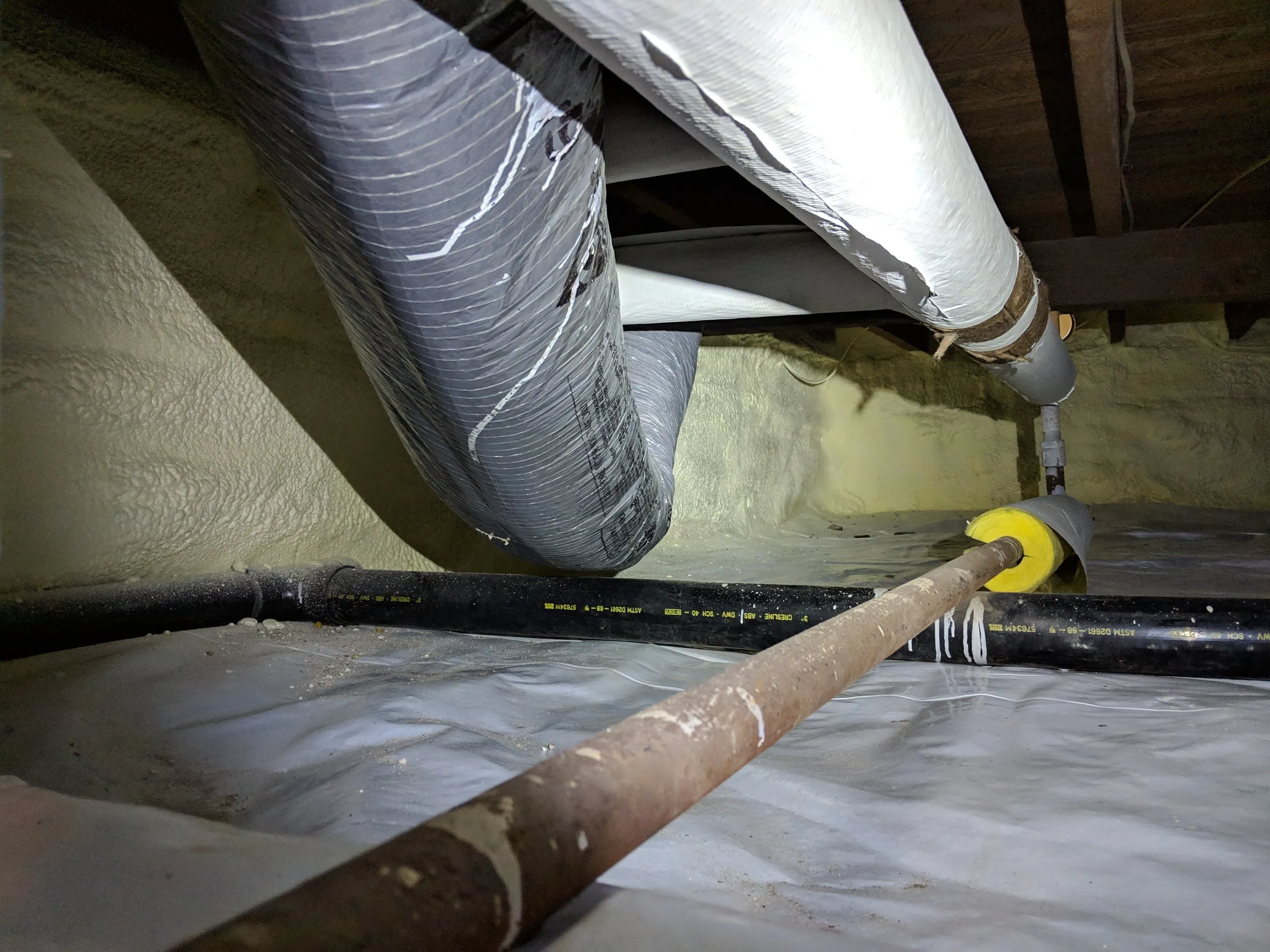 Spray foam installed