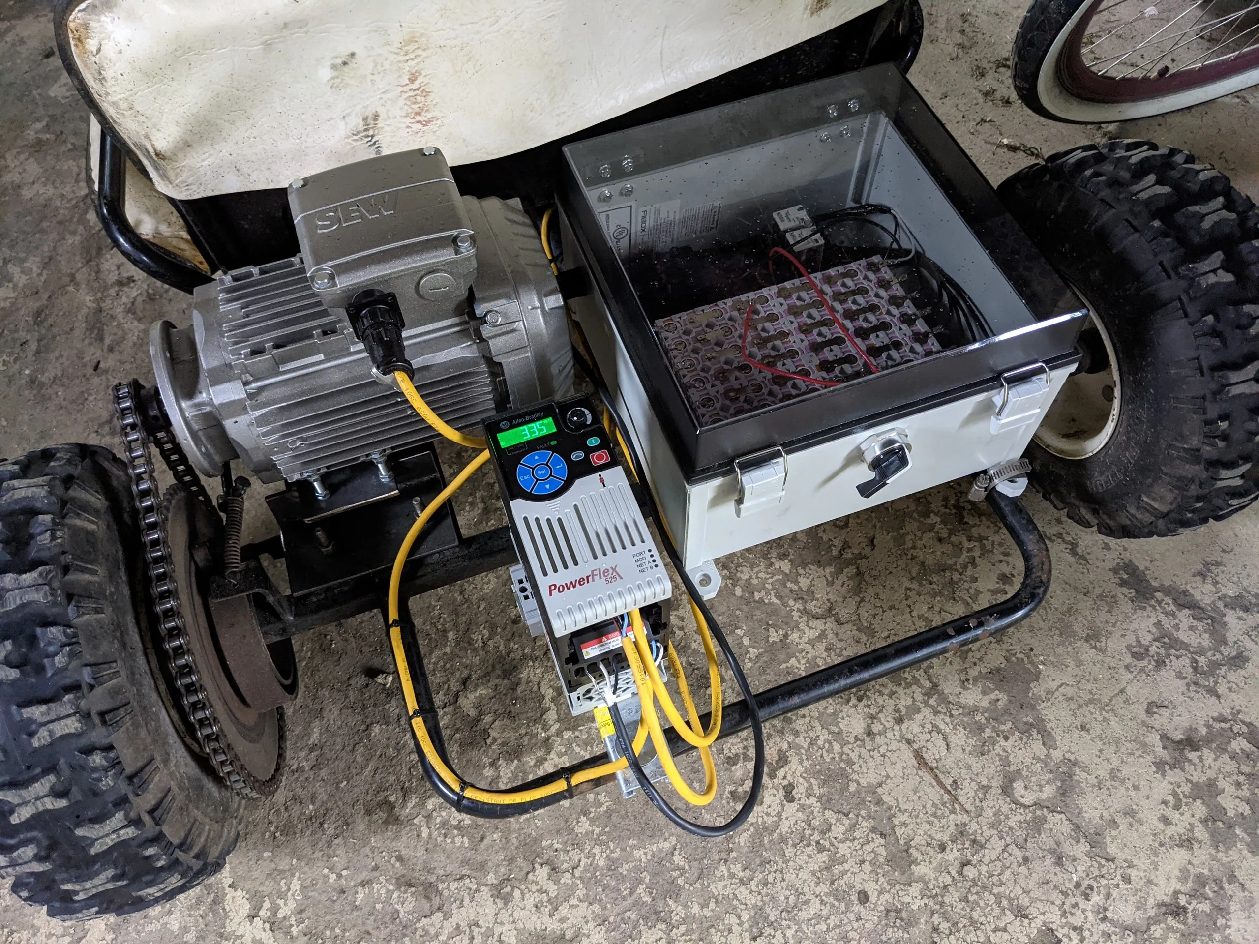With the mighty PowerFlex drive!
